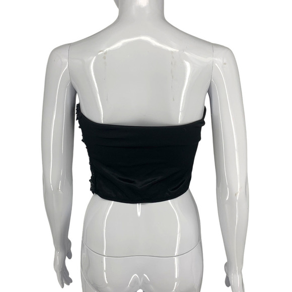 Vintage Y2K Victoria's Secret Sz L Black Sequin Tube Top Bandeau Strapless Disco - Picture 6 of 6